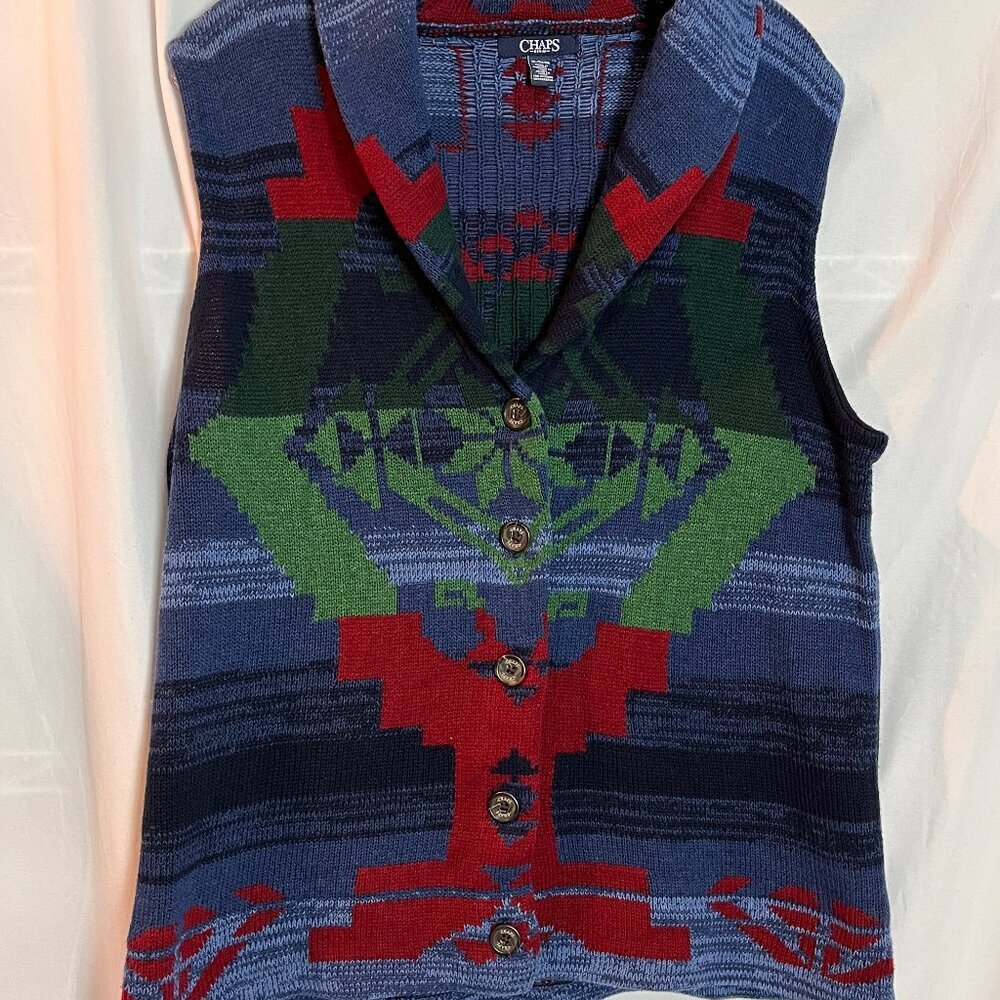 Women's Vtg. Chaps Southwestern style Knit Vest Size XL